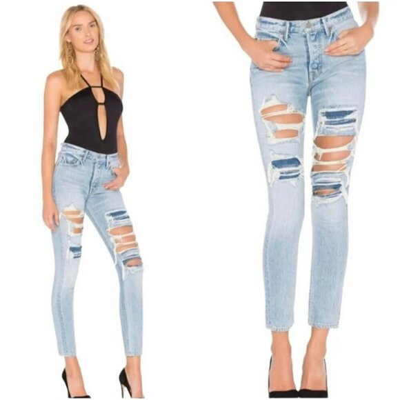 NWT GRLFRND x Revolve Karolina High-Rise E Street Distressed Skinny Jeans 29 - Picture 6 of 11